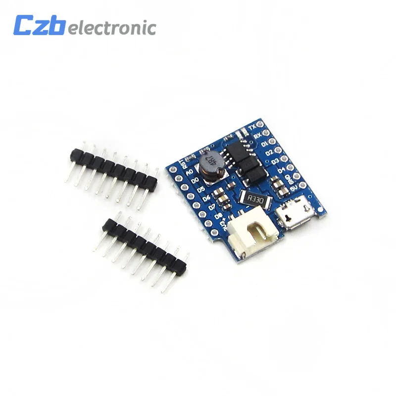 HX12A024 Free Shipping Battery Shield For Wemos D1 Mini USB Single Lithium Battery Charging Boost Module With Pins LED Indicator 5V DC (7)