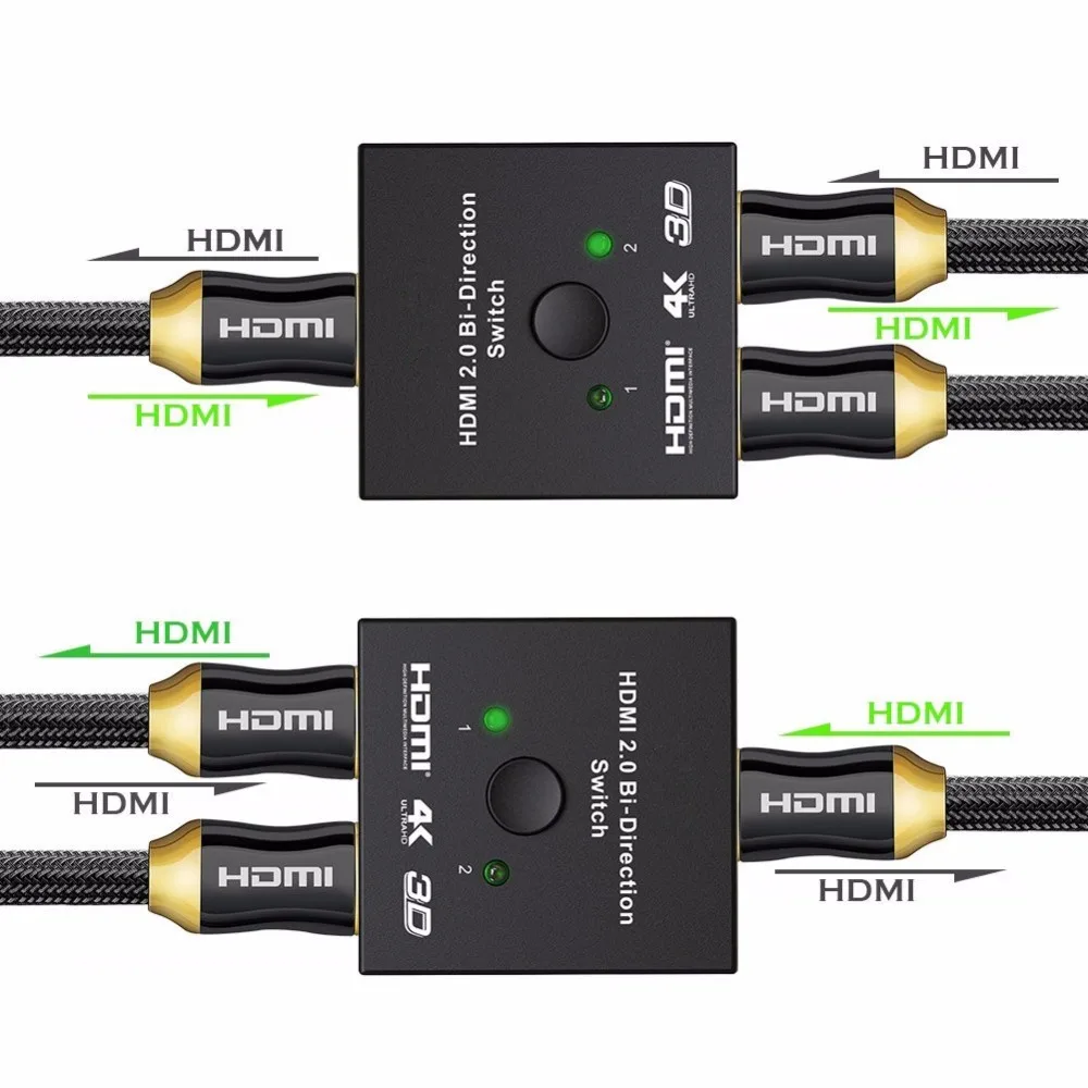 UHD 4K HDMI 2,0 сплиттер переключатель 2x1 или 1x2 HDMI двунаправленный коммутатор коробка Поддержка HDCP 2,2 пройти через для PS3, PS4 и HDTV