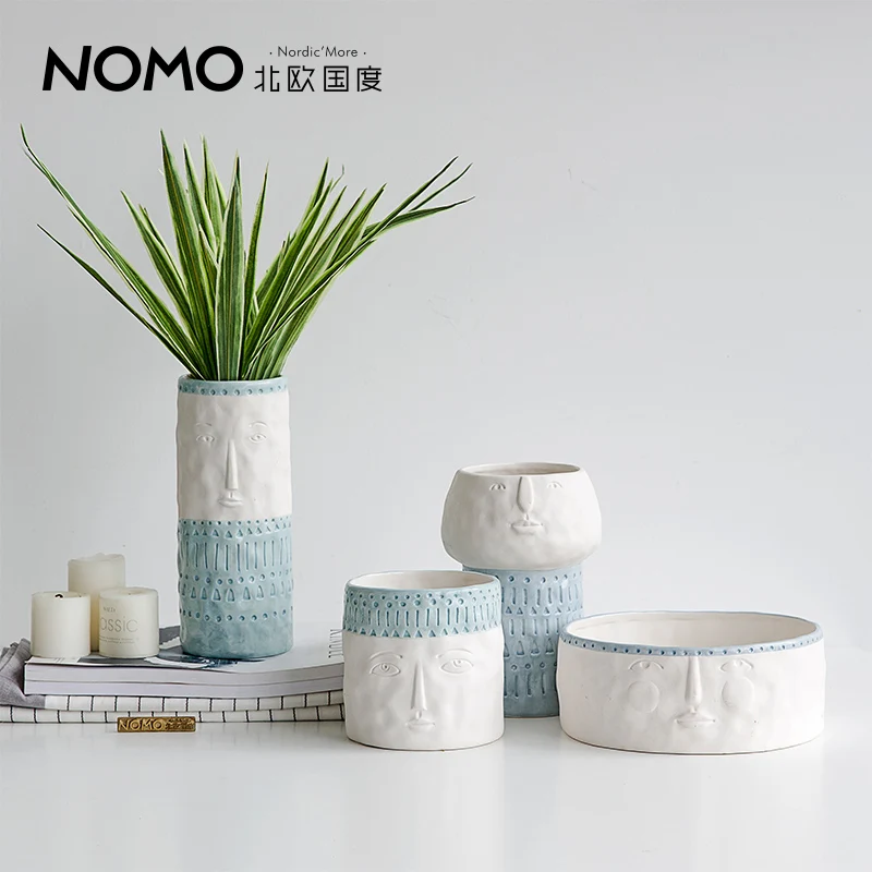 

Man Face Flower Vases Home Desktop Decor Ceramic Vase High Quality Factory Direct