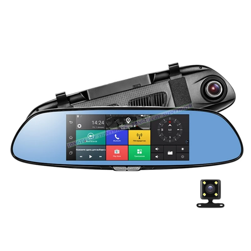 

3G Car Camera 7" Android 5.0 GPS dvr car video recorder Bluetooth WIFI Dual Lens rearview mirror Dash cam car dvrs