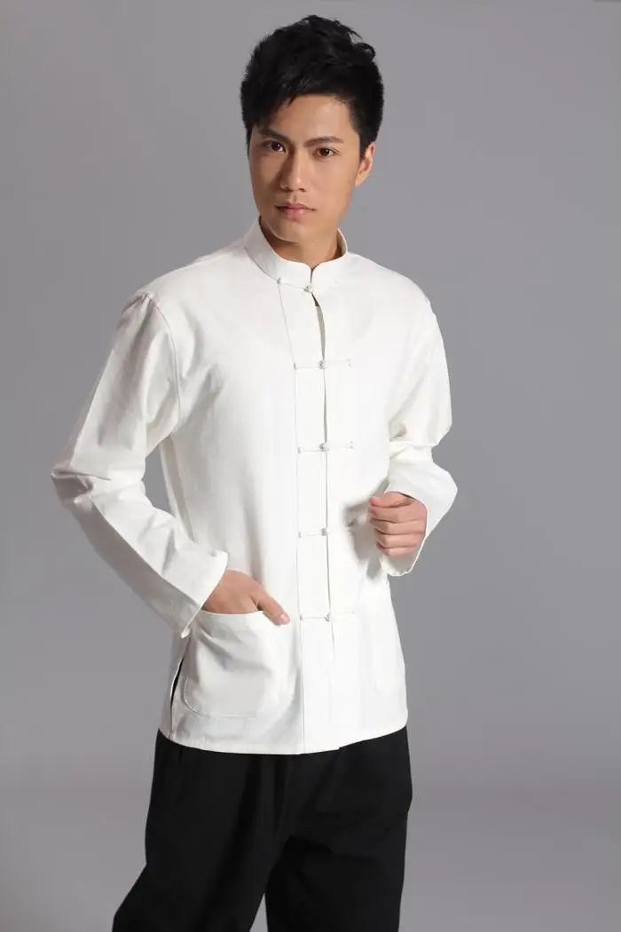 Chinese Traditional Long Sleeve Tang Kung Fu Uniform Men's Shirt Kung Fu Jacket 