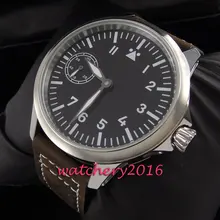 Newest Fashion Casual 45mm Parnis stainless steel case black dial 17 jewels 6497 Movement hand winding Mechancial Men’s Watch