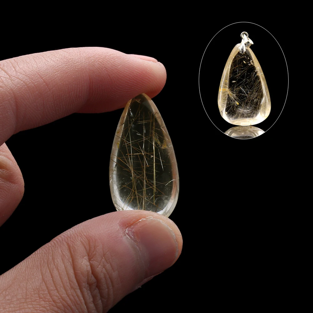 

1PC Natural Citrine Yellow Hair Crystal Rutilated Quartz Hairstone Polished Stone Home Decoration