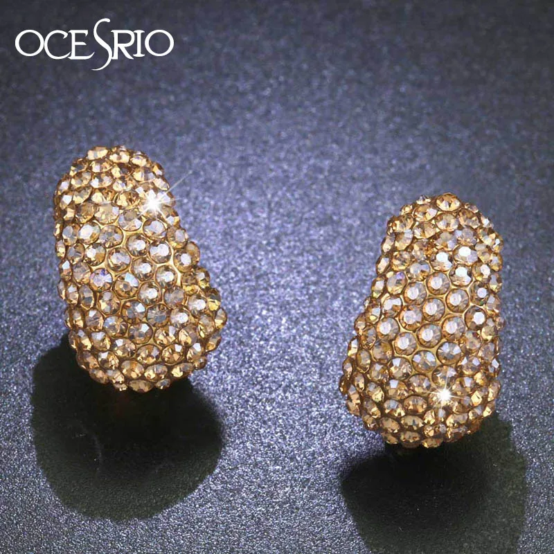 Серебряные женские серьги клипсы OCESRIO без пирсинга свадебные для невесты модные
