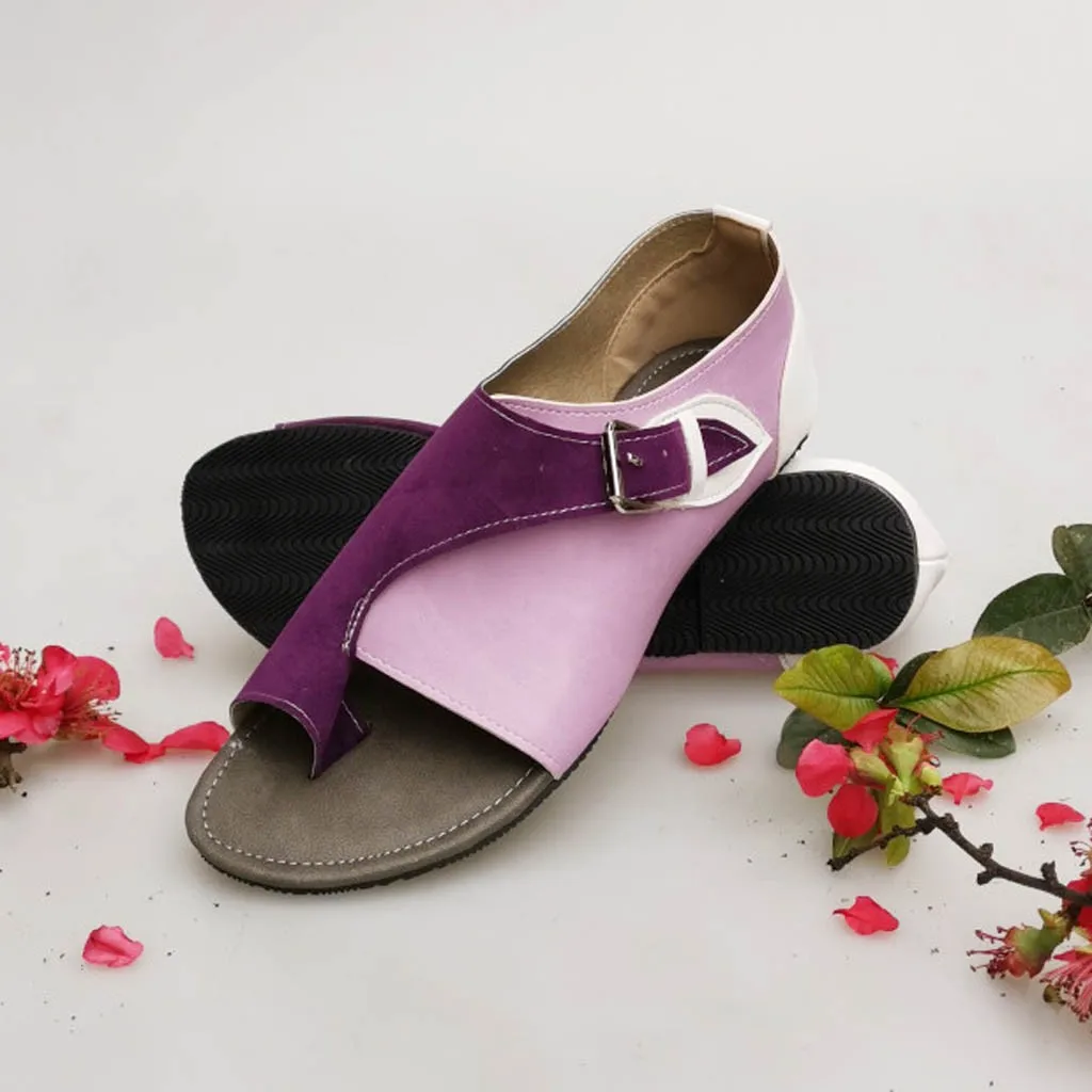 

YOUYEDIAN women sandals genuine leather Women Roman Style Soft Comfortable Leisure Flat Sandal Buckle Strap Flat Sandals#g4