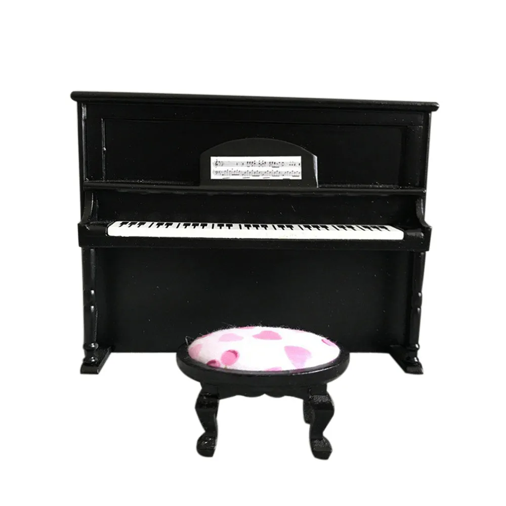 

1pc Girls Wooden Black Upright Piano Mini Doll Scale Model For 1/12 Dollhouse Miniature 5.14