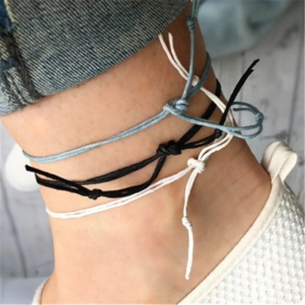 

Fashion Retro Women Men Lovers Turtle Pednant Rope Handmade Anklet Bracelet Leather Foot Bracelet Jewelry