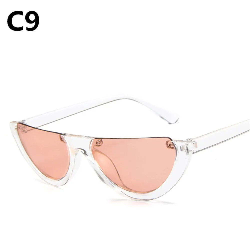 Крутые трендовые женские солнцезащитные очки без оправы CatEye, Модные прозрачные брендовые дизайнерские солнцезащитные очки для женщин Oculos de sol - Цвет линз: C9