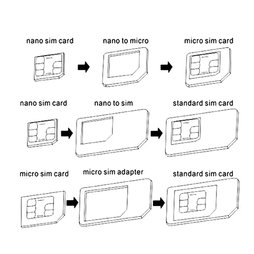 New Arrival 4Pcs Universal Mobile Phone Nano SIM to Micro/Standard Card Adapter Converter