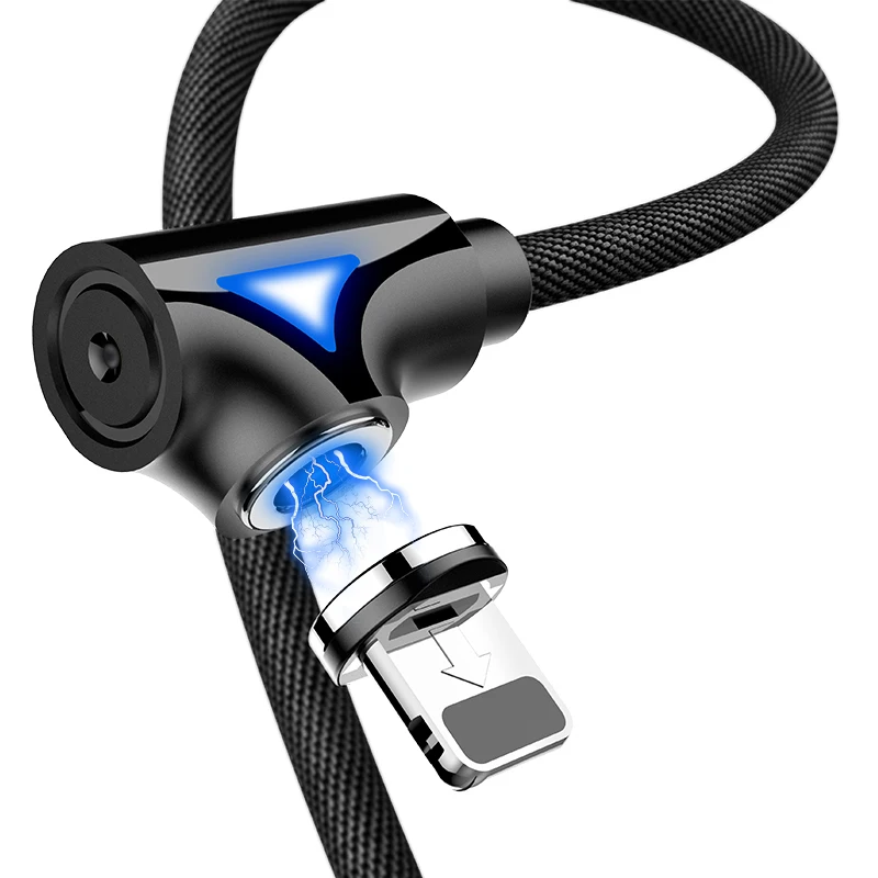 FLOVEME 90 degree Magnetic Cable For iphone usb Type C Fast Charging Microusb Samsung Xiaomi Huawei Charger 3 In 1 Led | Мобильные
