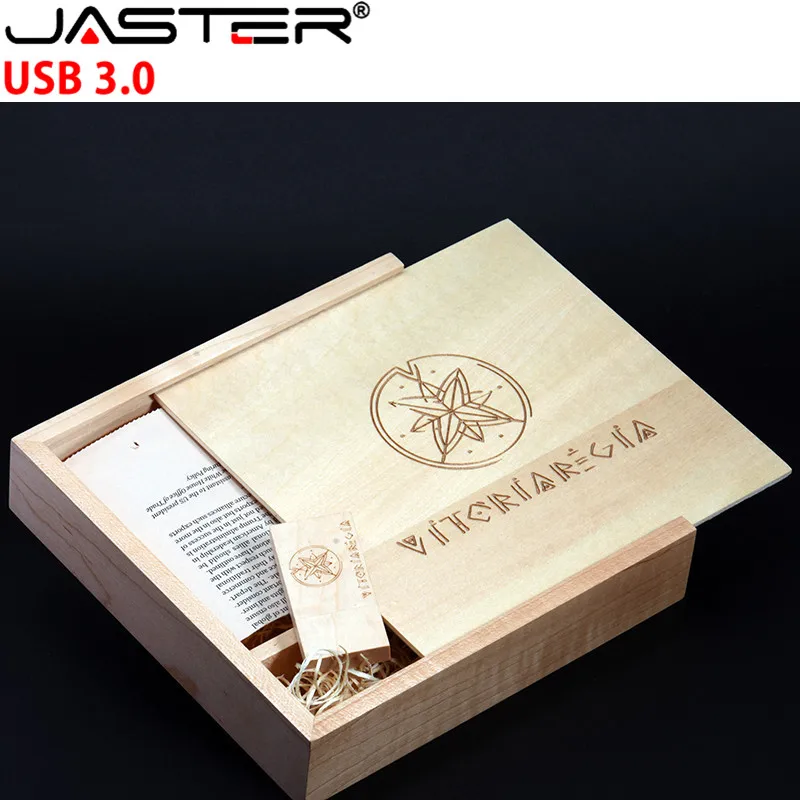 JASTER USB 3 0 1 шт бесплатный логотип 170*170*35 мм грецкий орех фоторамка коробка + флэш