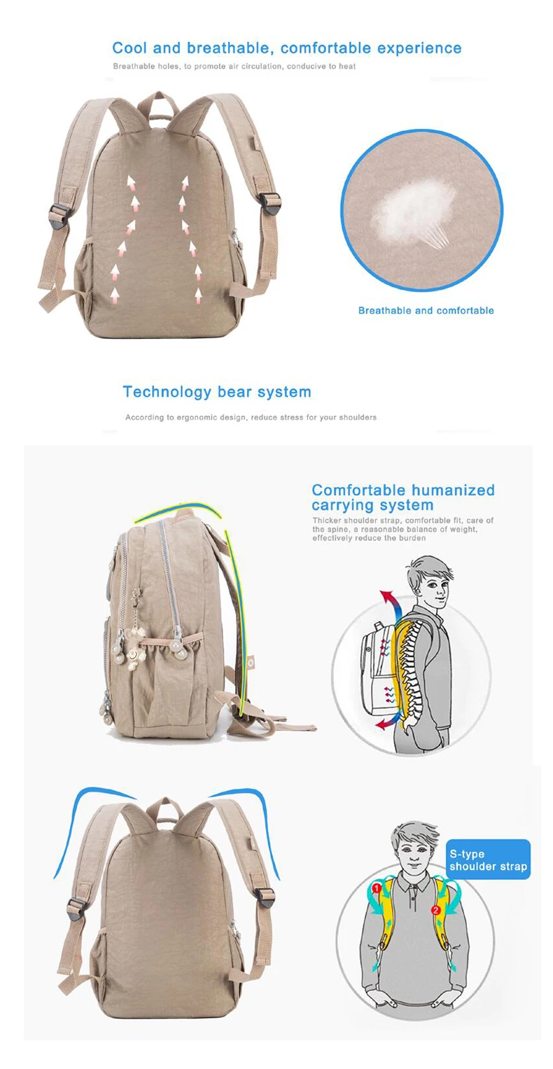 TEGAOTE, женский рюкзак для девочек-подростков, нейлоновые рюкзаки, Mochila Feminina, женский рюкзак для путешествий, школьный рюкзак для мальчиков