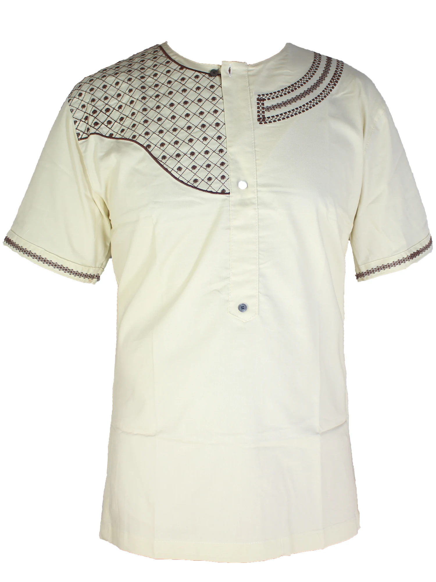 Арабские топы, летняя мужская мусульманская футболка с вышивкой, воротник Хенли, мусульманская одежда для мужчин