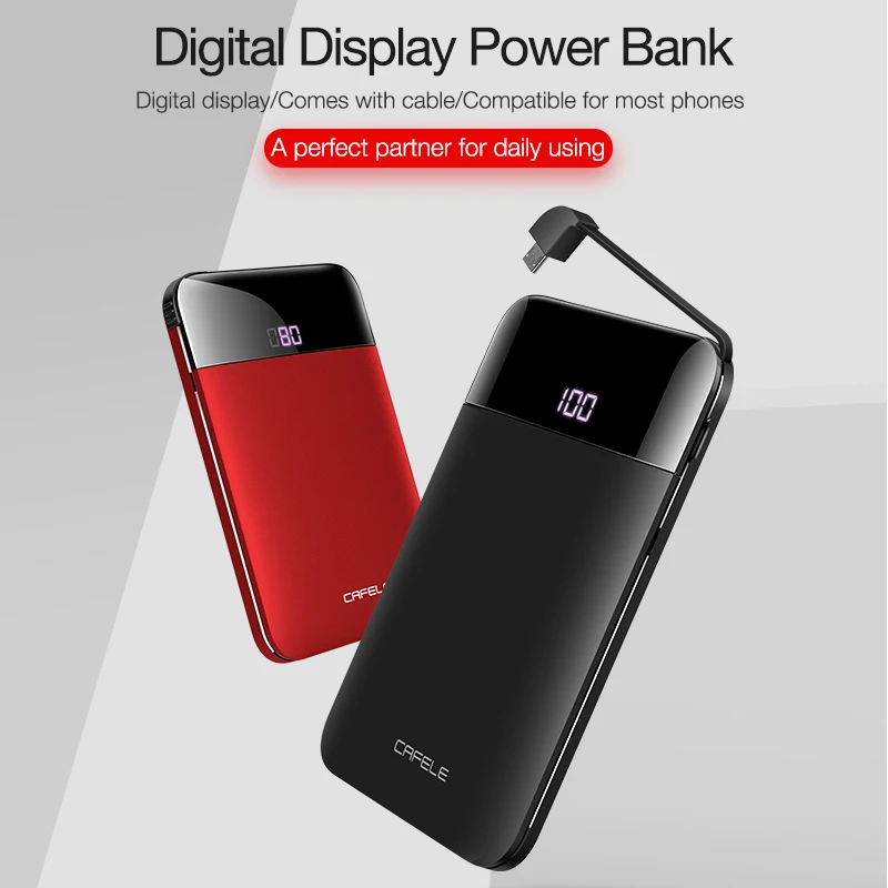 

CAFELE Mini Power Bank Dual USB Output Portable External Battery Pack Portable for iphone Andriod Micro USB Phones 5200/8000mAh