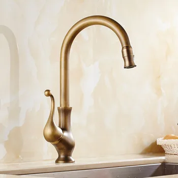 

Antique brass kitchen faucet mixer kitchen sink tap basin faucet mixer tap 360 Swivel Spout vintage kitchen faucet