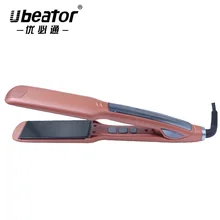 ЖК-дисплей широкая температура-регулируемая пластина розовая выпрямляющая титановая шина Парикмахерская профессиональная выпрямляющая шина