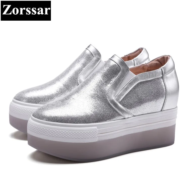

{Zorssar} Brand 2017 Fashion Genuine leather Flats Shoes Women Flat Loafers Female Casual Shoes Womens Platform Creepers Shoes