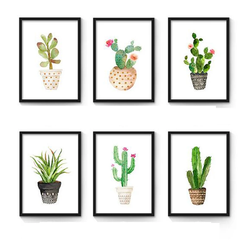 Buy Watercolor succulent Canvas Art Print Painting