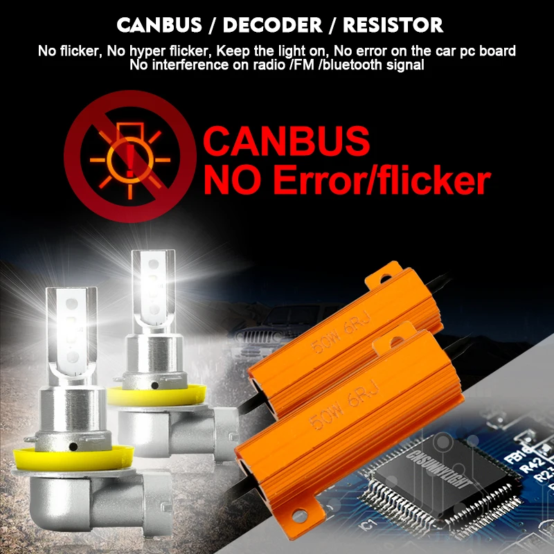 CNSUNNYLIGHT без мерцания H11/H8 9005 9006 светодиодный передний противотуманный фонарь