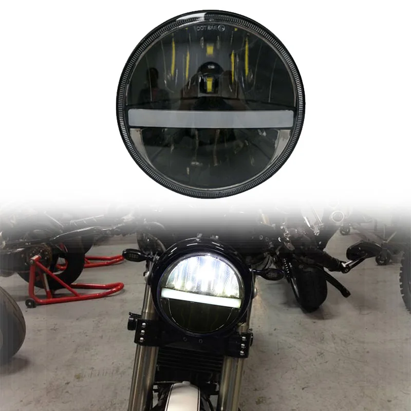 

2018 New Motos Accessories 5.75" headlight motorcycle 5 3/4" led headlight for Harley 5-3/4" Motorcycle Black Projector 883