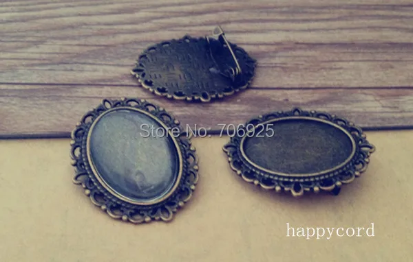 

20set/lot 18mmx25mm Antique bronze brooch Pendant Base with glass