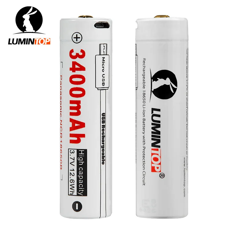 Lumintop 2 шт. USB Перезаряжаемые Батарея lm34c 18650 3400 мАч 3.7 В защиты литий ионная