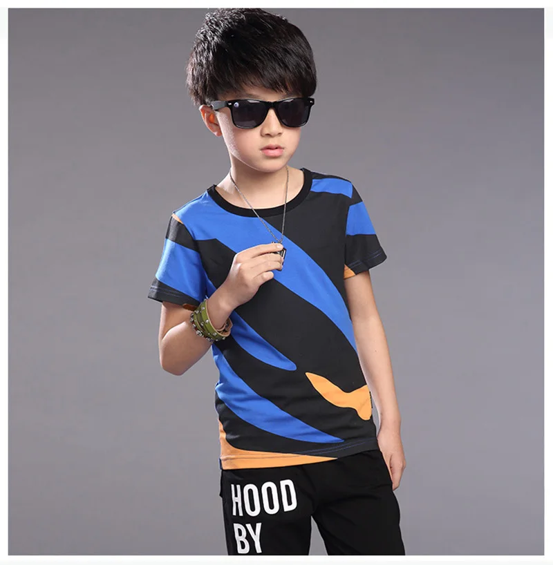2019 summer children sets for boys clothing boy suit kids sports clothes teenage children short sleeves + pant children clothes (2)