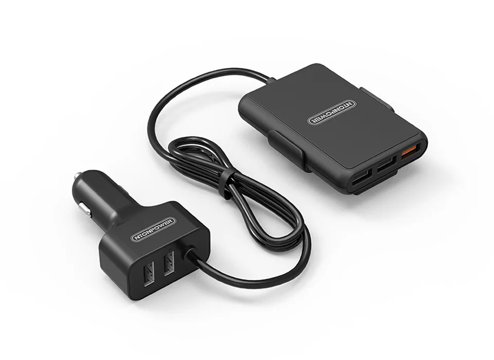 NTONPOWER 5 портов USB QC 3,0 Автомобильное зарядное устройство с удлинителем 1,8 м со съемным зажимом для мобильного телефона планшета gps Автомобильное зарядное устройство