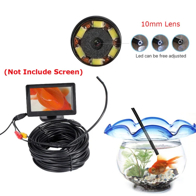 

JINGLESZCN AV Endoscope Inspection Borescope Mini Camera 12V 10mm Dia 15m Plug and Play Waterproof IP66 Snake Pipe Cam NO Screen