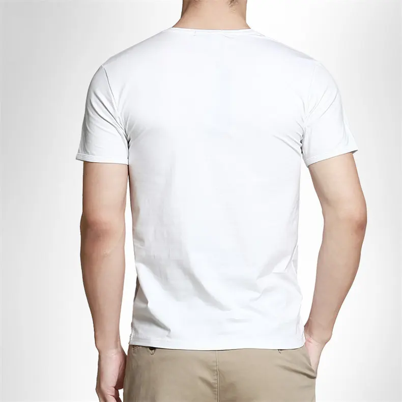 Super quality Mens V neck T shirts Cheap price Casual male short Top Tees Black White Gray Pink Blue Large size Brand clothing-09