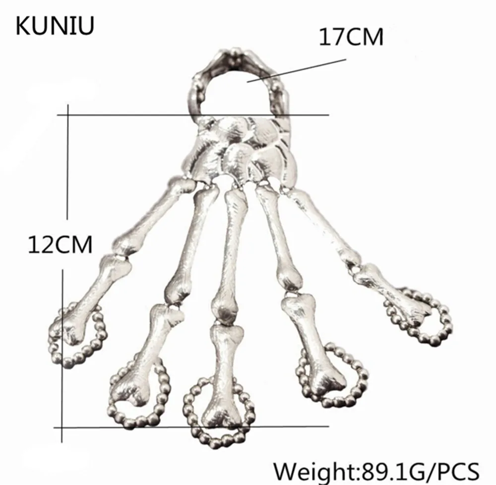 Готический панк череп браслеты на Пальцы для женщин ночной клуб скелет кости руки Палец эластичные браслеты подарок на Хэллоуин