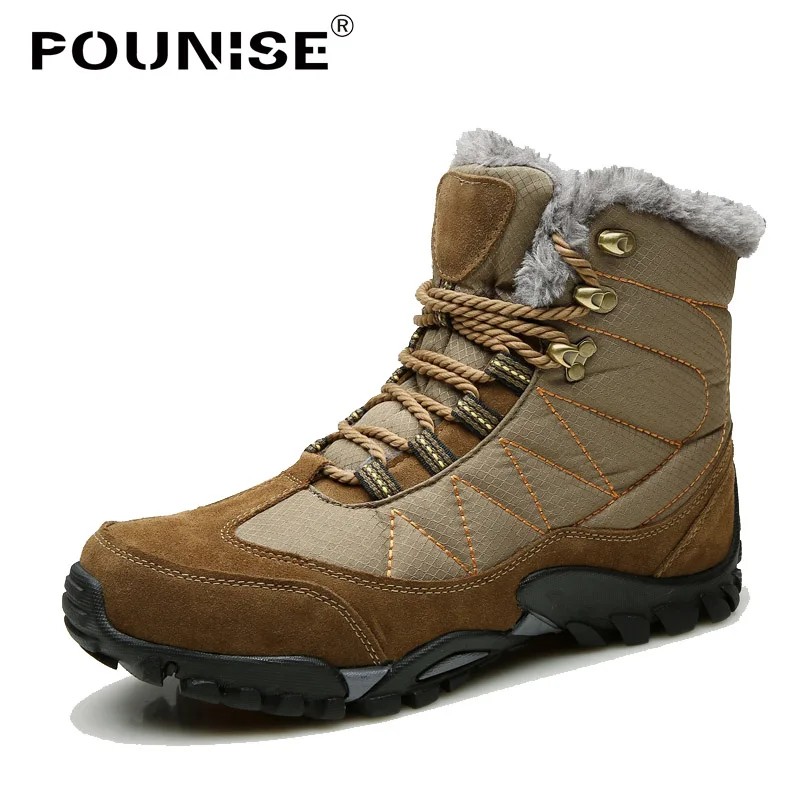 2018 Boots Desgaste Quente Inverno khaki Não Com blue Ankle Homens Ao Neve Borracha Black slip Dos Resistente Couro De Calçado Botas Pelúcia q07qUXx
