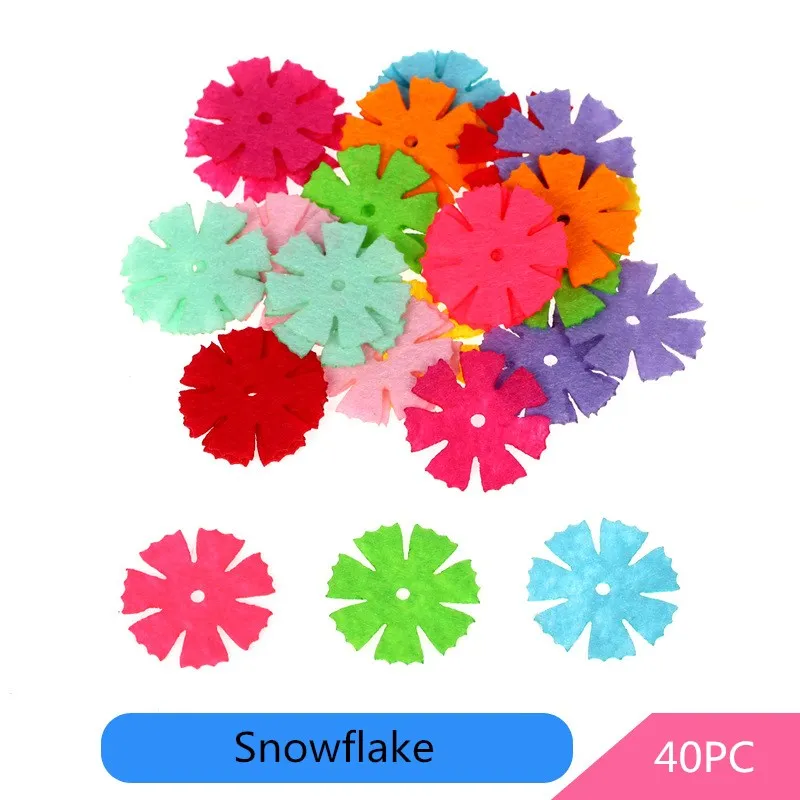 Children DIY Creative Cute Non-woven Fabric Patch Kids Sewing Craft Supplies Scrapbooking Decoration Stickers Handmade Materials - Цвет: Snowflakes 40PC