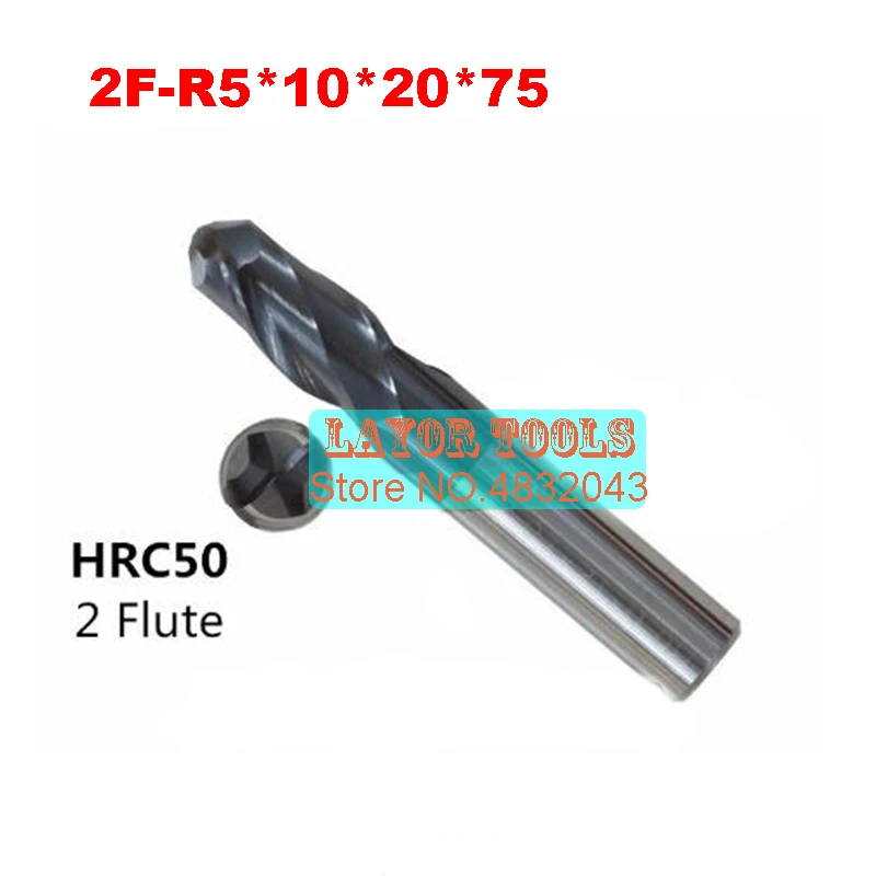 2f-r5.0*10*20*75 hrc50 карбидные концевые фрезы квадратные торцевые 2 канавки покрытие