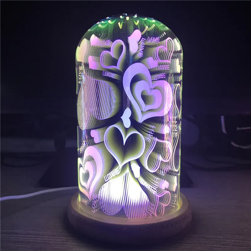 

3D Starburst Night Light Valentine's Day Gift Fireworks/Stars/Hearts Romantic LED Night Lamp Color Changing Home Holiday Decor