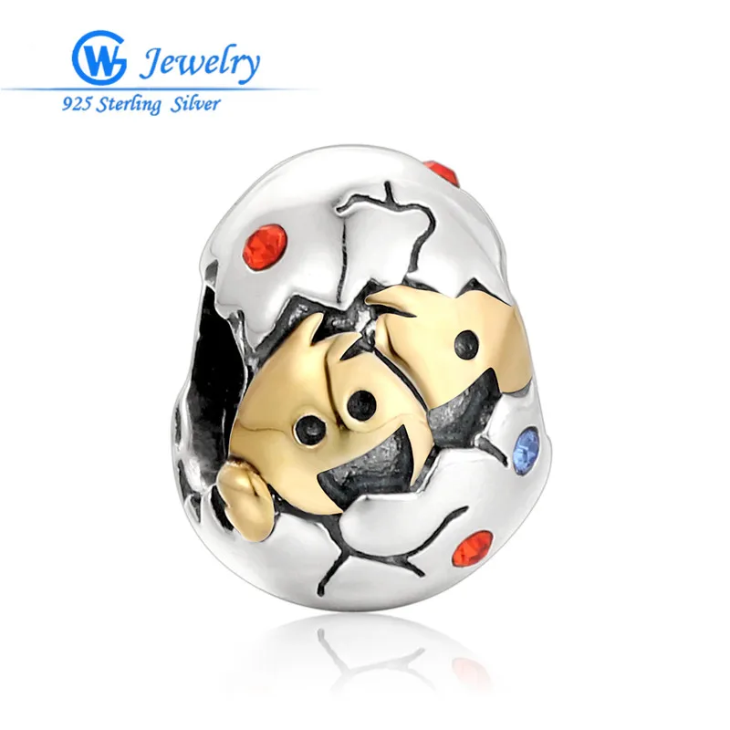 

Easter Jewelry 925 Sterling Silver Egg Charms Beads Fits For Diy Bracelet Pendant missangas bijoux GW Fine Jewelry E039H20