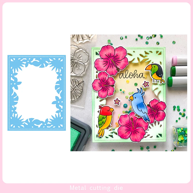 

Summer flowers frame Metal Cutting Dies for DIY Scrapbooking Photo Album Decorative Embossing Paper Card Crafts Die Cut 2019