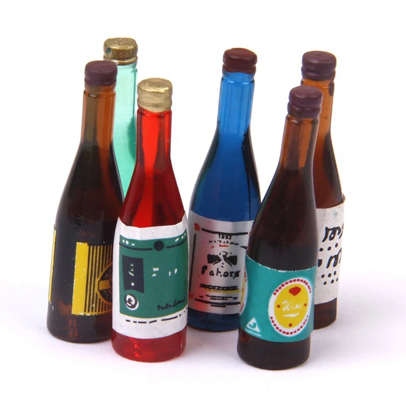 

1:12 Miniature Doll House Bottles Wine 6 Piece Play Games Doll House Furniture Miniature DIY Handmade Accessories
