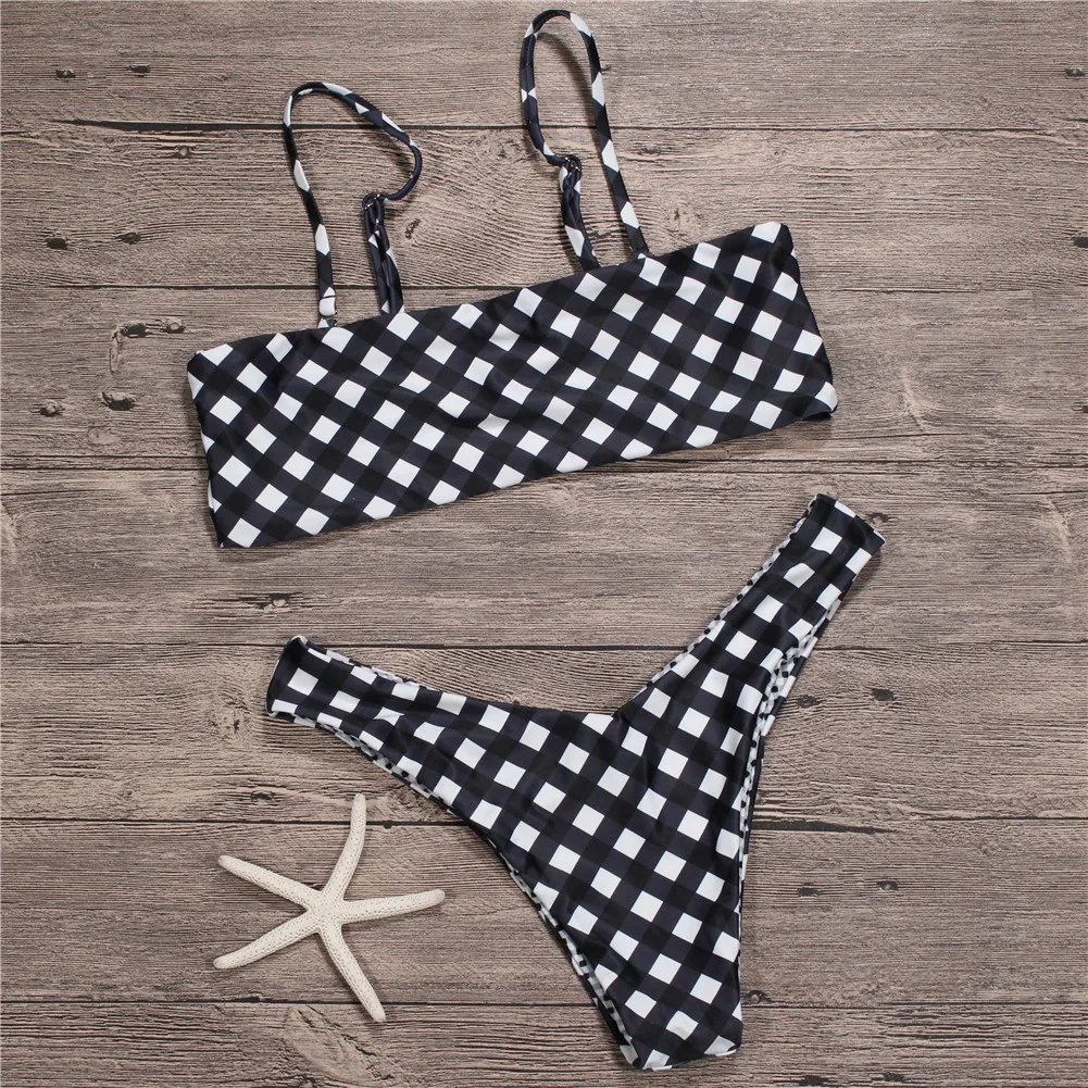 

New Women Ribbed High Cut Bandeau Bikini Set Swimwear Women Swimsuit Strapless Bikini Padded Bathing Suit Brazilian Biquni