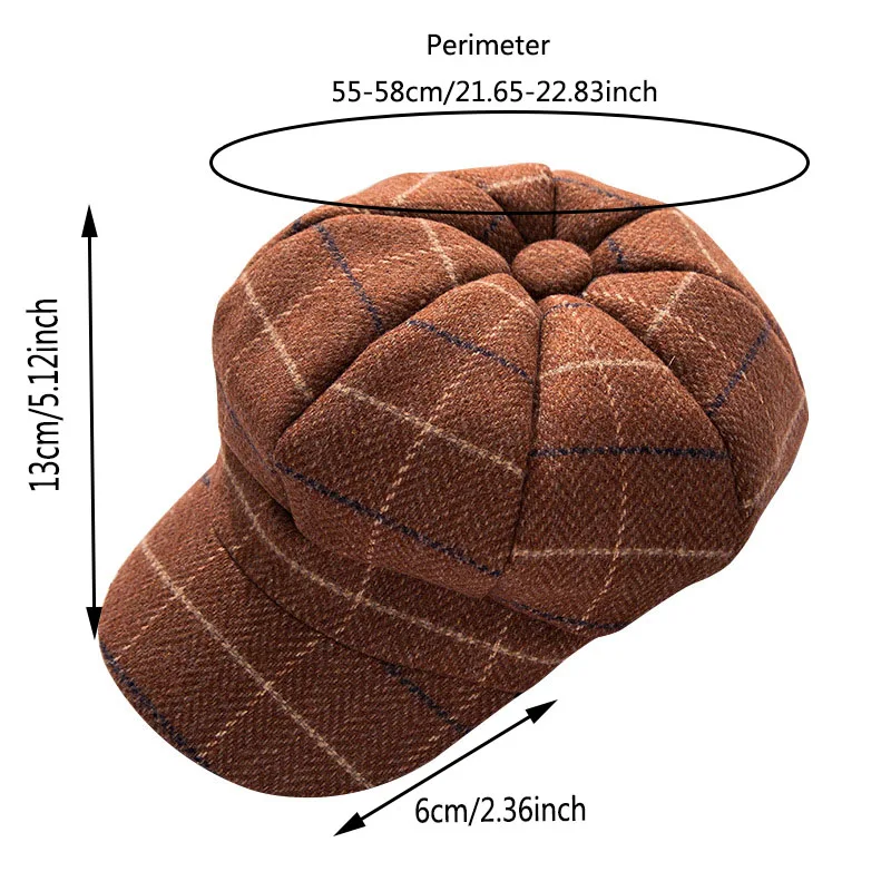 Клетчатая хлопковая кепка берет зимняя женская шапка для женщин Стильная шапка художника газета s Черный Серый берет шапки Новая мода