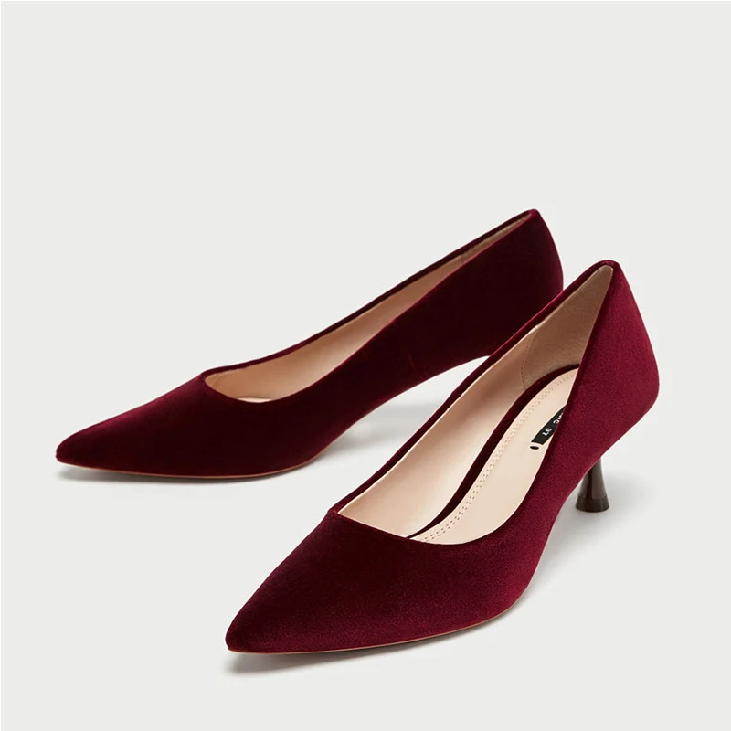 Boussac/бархатные женские туфли-лодочки; элегантные вечерние туфли на высоком каблуке винно-Красного цвета; модные женские туфли-лодочки на каблуке «рюмочка»; SWB0071