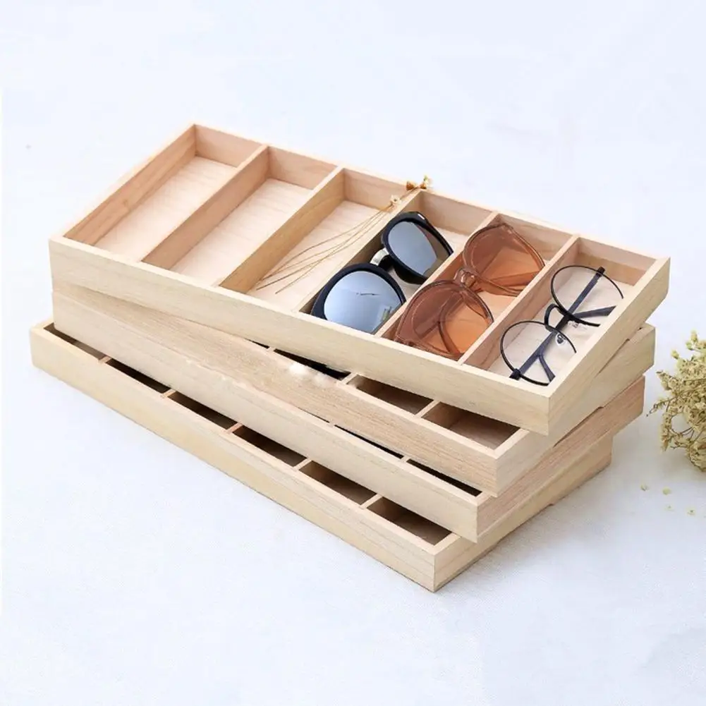 

Glasses Organizer Storage Wooden Stand For Cosmetic Jewelry Organizer Glasses Desktop Display Holder Organizer Storage Box