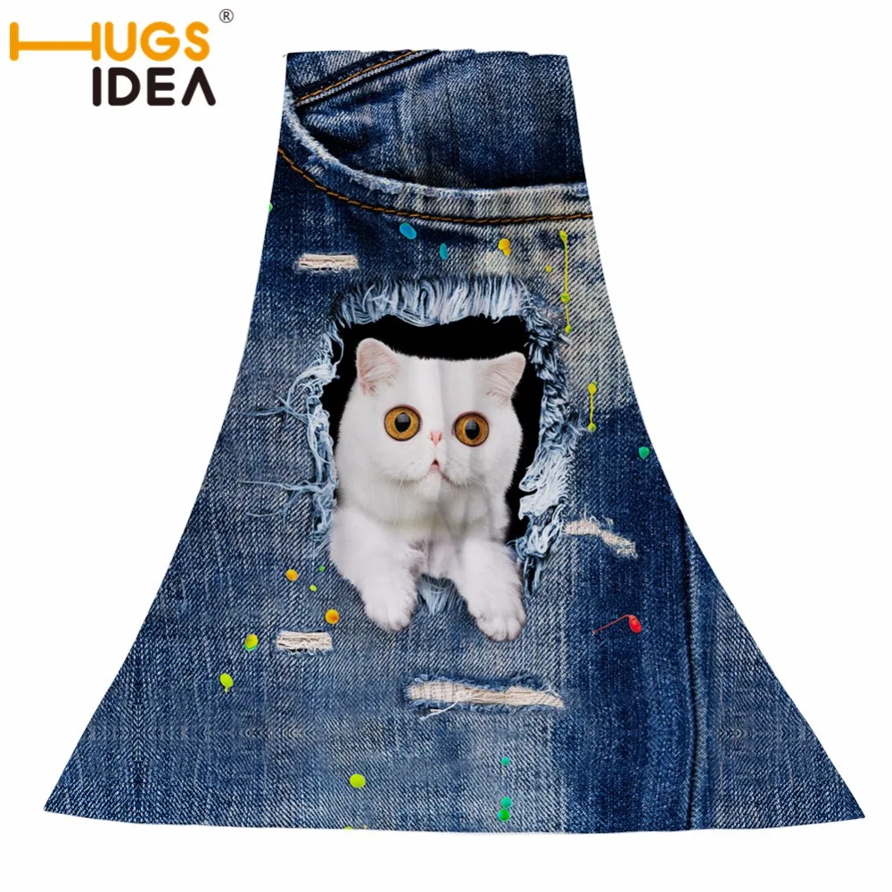 HUGSIDEA Denim Cat Printed Towels Custom your Printed ...