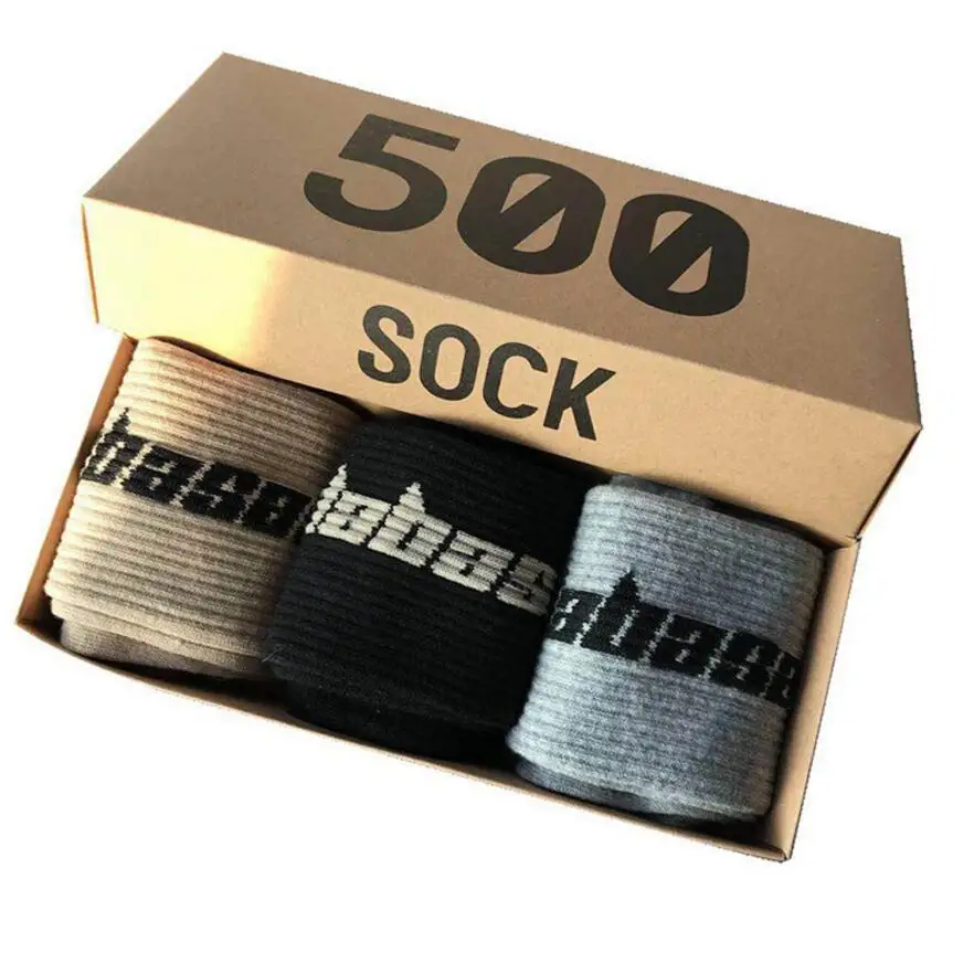 Осенне-зимние мужские носки из хлопка 500 в подарочной коробке, модные высококачественные чулки с надписью, классные носки! 3 пар/кор