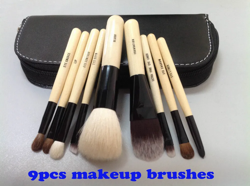 Wholesale New arrival HOT cosmetic 9pcs Makeup Brushes 9 Pieces Make Up Tools with Leather Pouch