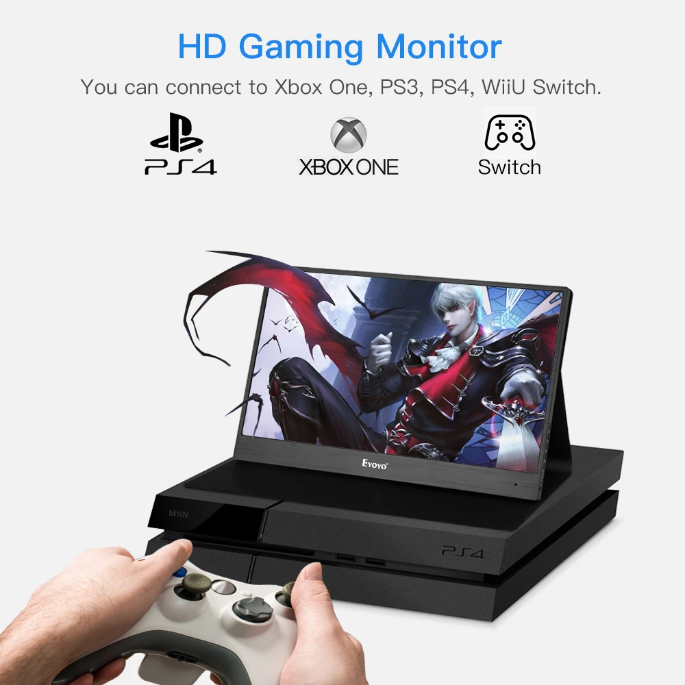 Eyoyo EM13J 13.3" 2540x1440 Portable PC Gaming Monitor IPS Game Monitor with 4K HDMI Input for PS3 PS4 WiiU Switch Raspberry Pi