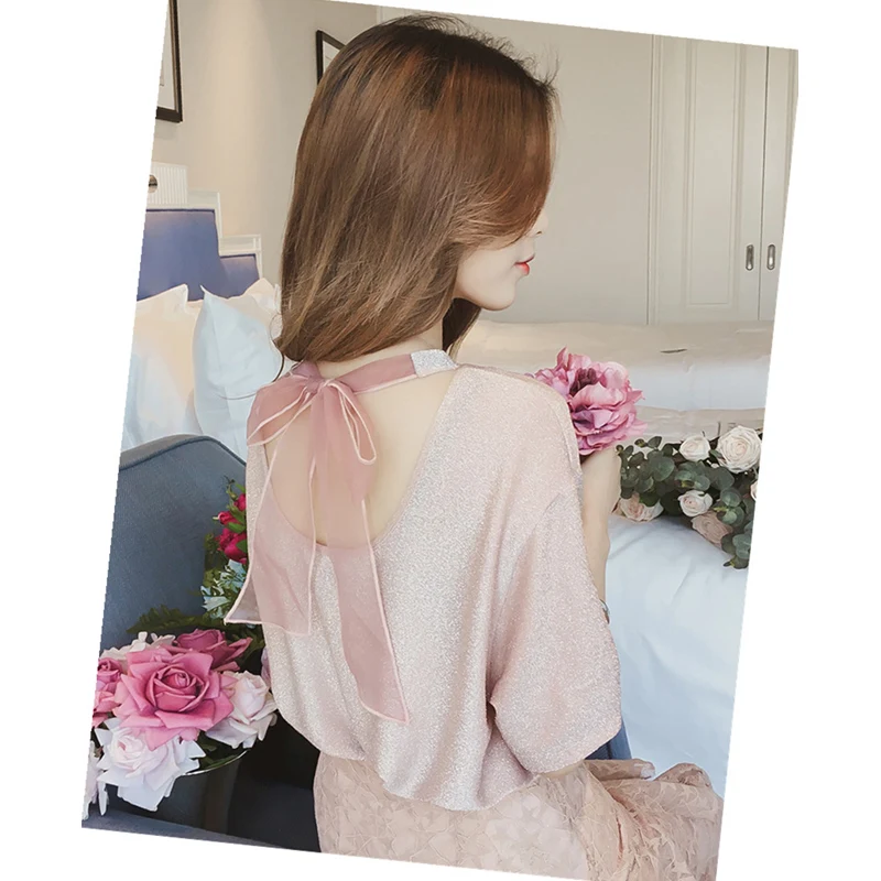 

Maternity Clothing Shirt Bowknot back chalaza Lactation Breastfeeding Shirts Nursing Tops Vest Blouse for Pregnant Women