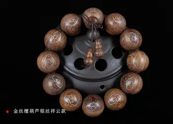 

Koraba Fine Jewelry 20mm Beautiful Fashionable Round Natural Sandalwood Mosaic Silver Bracelet Free Shipping