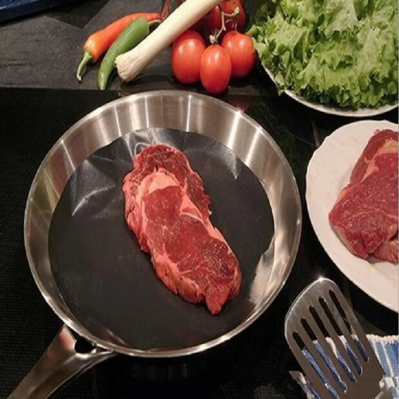 

1/2/4/6pcs Round Non-stick Heat Resistant Pan Mat Reusable Round Pan Pad Mat for BBQ Grill Mat Dia 24cm Kitchen Cooking Tool