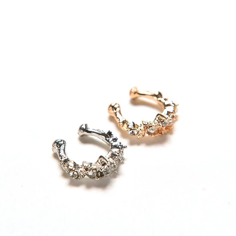 

Fashion 1pair Ear Cuff Wrap Rhinestone Cartilage Clip On Earring Gold Alloy Without Pierced Ear Bone Folder Jewelry